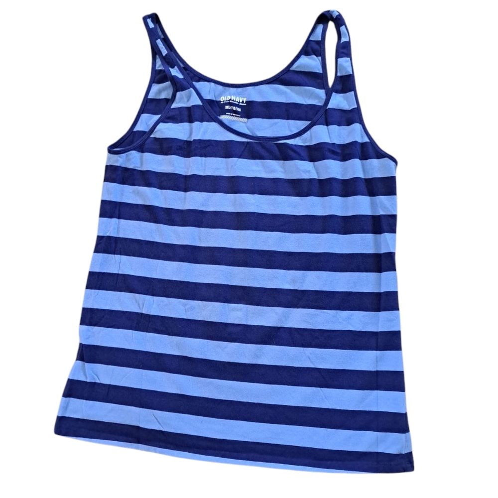 Old Navy Navy and Light Blue Striped Tank - Unisex